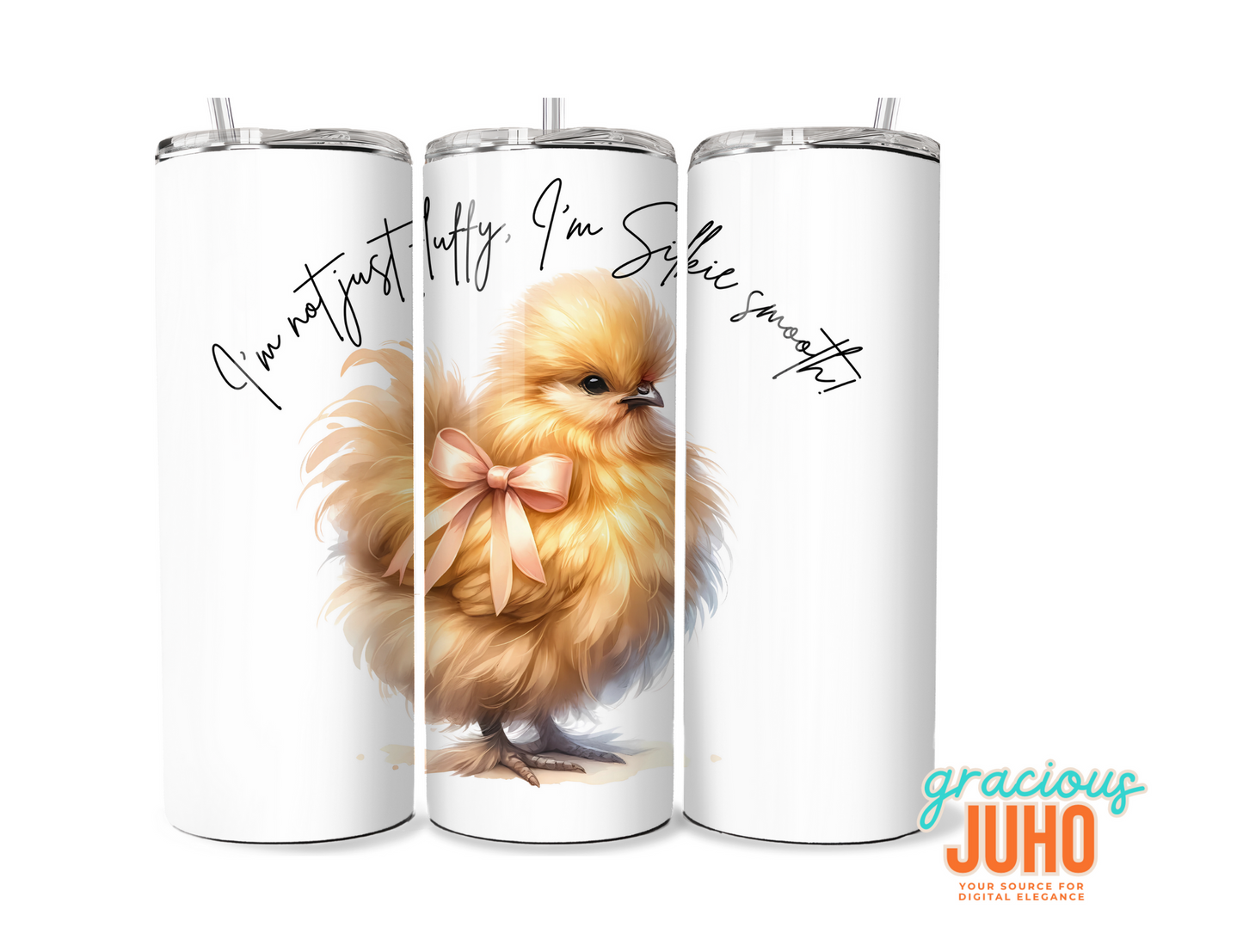 silkie chicken tumbler design seamless pattern