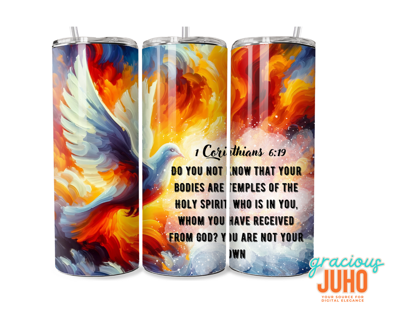 holy spirit corinthians bible verse tumbler wrap design