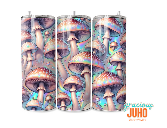 Mushroom brown  holographic pink tumbler template