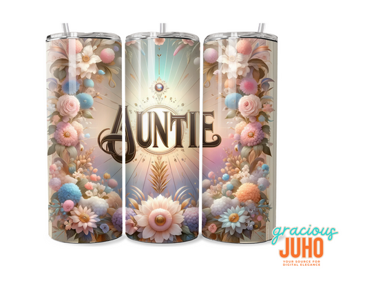 auntie   floral  tumbler design template instant download