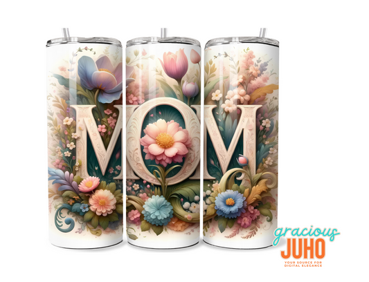 mom floral  tumbler design template instant download