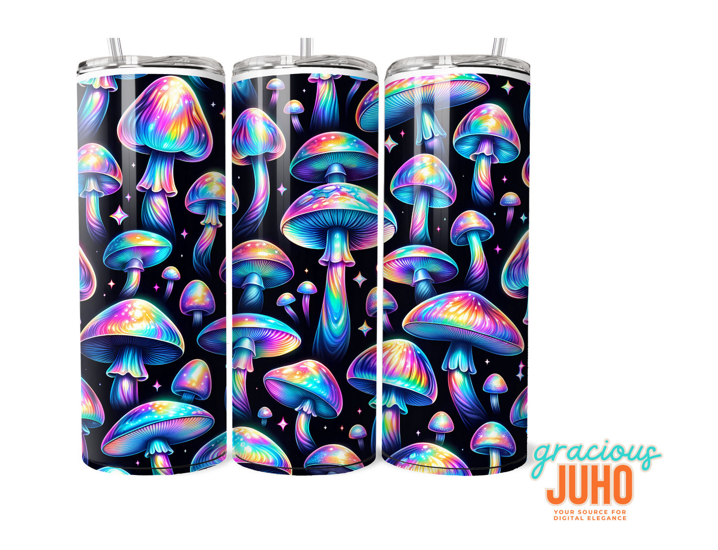 Mushroom holographic  tumbler template