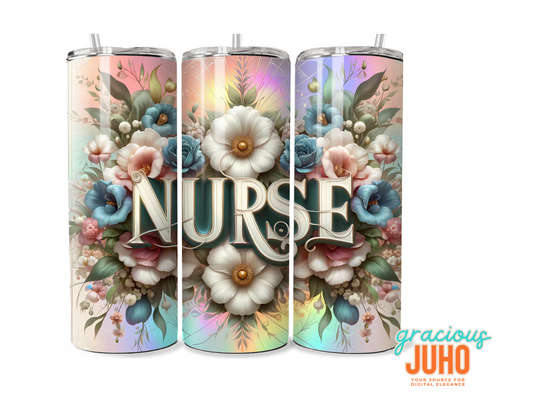 nurse floral  tumbler wrap 20 oz skinny