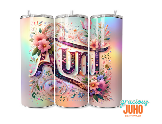aunt  flower tumbler design template instant download