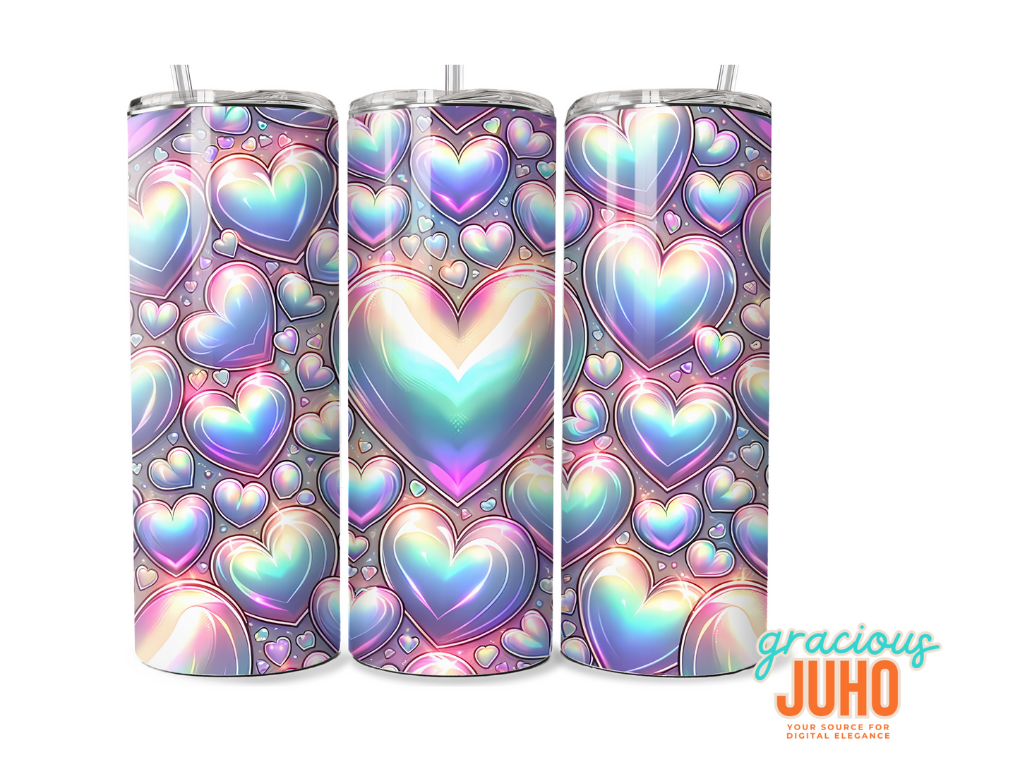 Heart seamless pattern tumbler template design  valentine's day