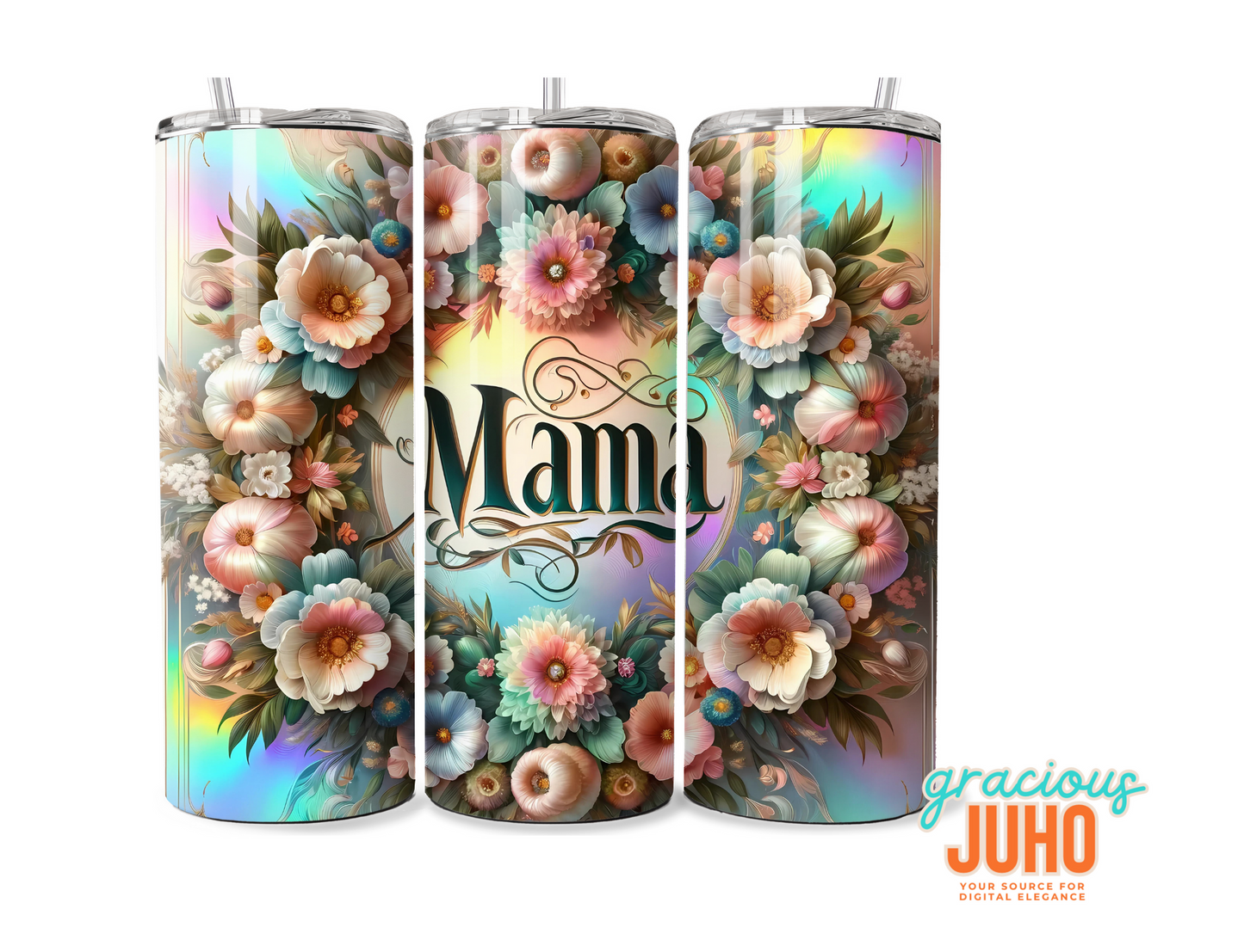 mama flower tumbler design template instant download