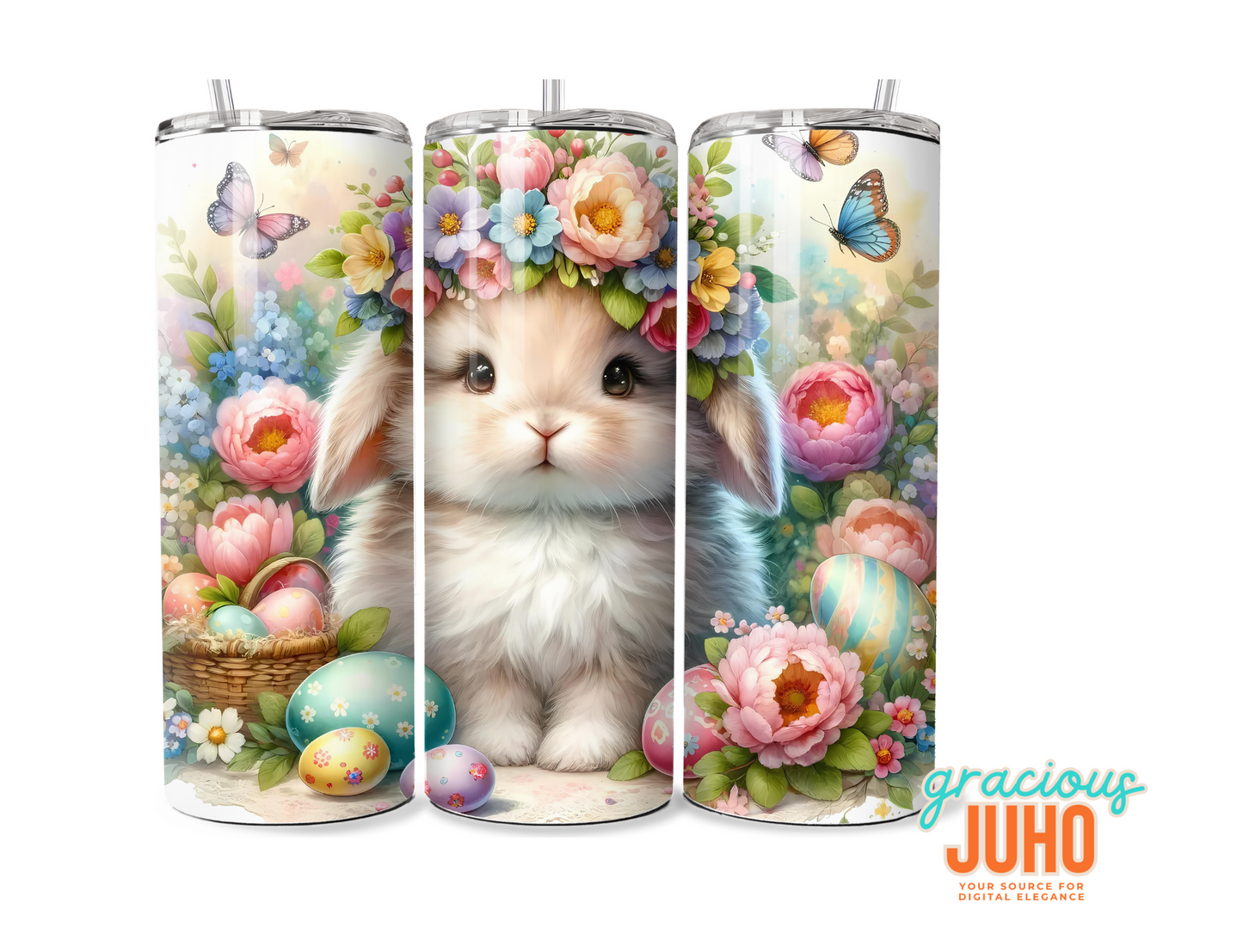 Easter bunny floral tumbler design