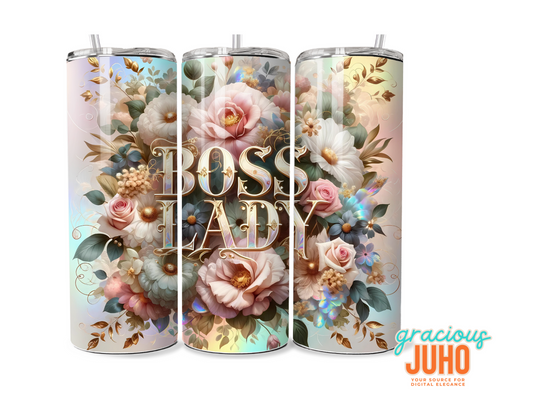 Boss lady floral tumbler wrap 20 oz skinny