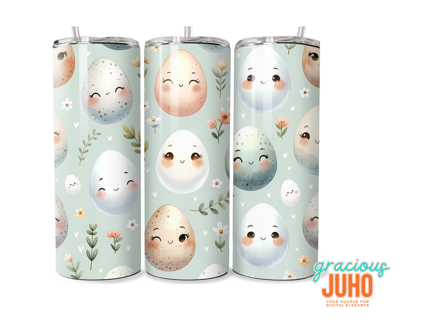 egg  cute tumbler design seamless pattern