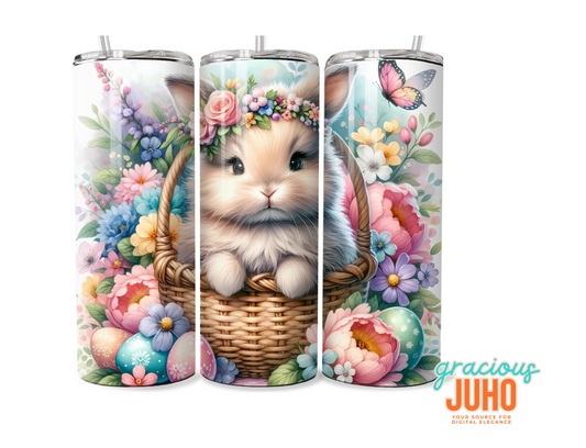 Easter bunny floral tumbler wrap design