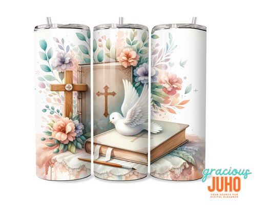 christian dove holy spirit tumbler wrap design