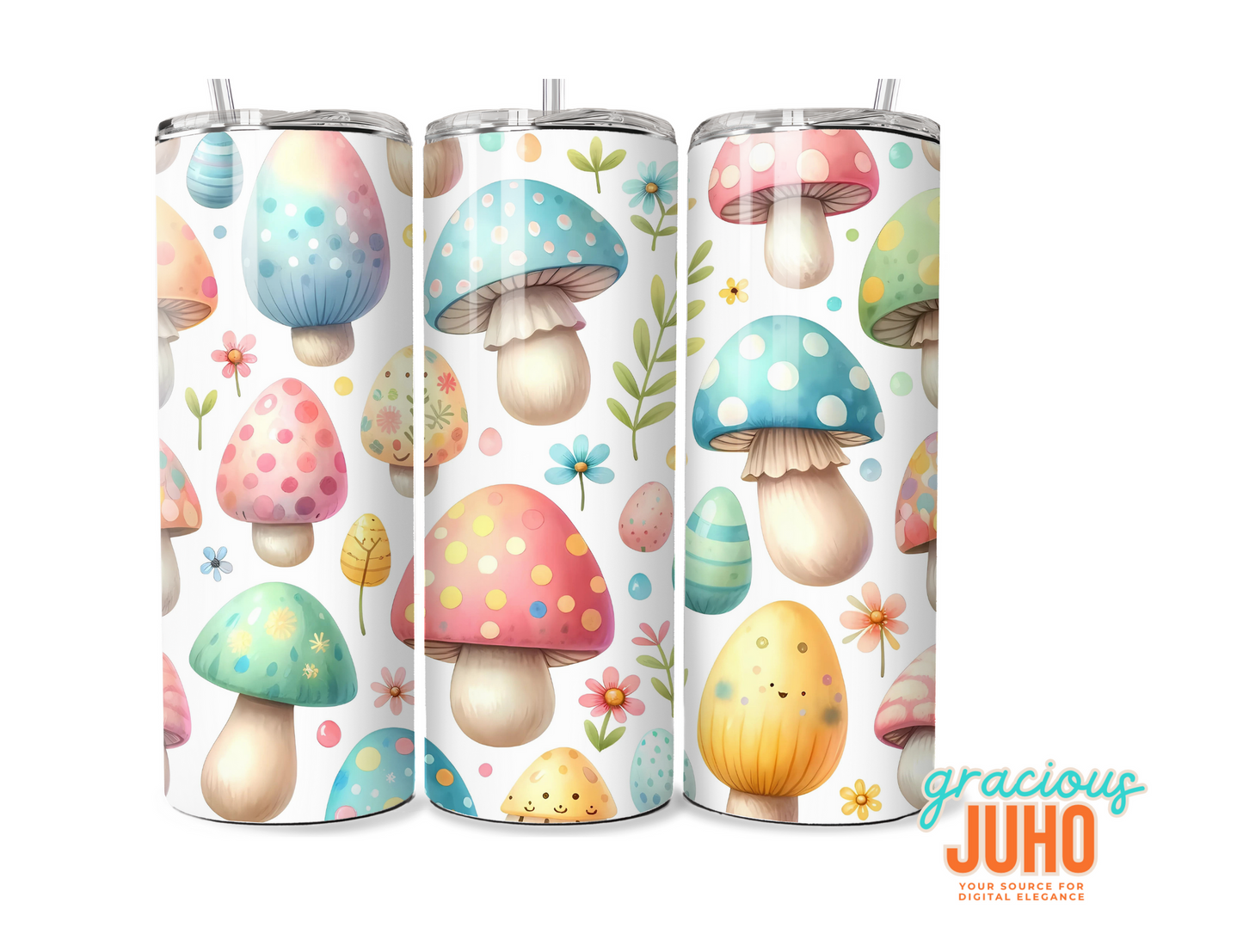 Mushroom rainbow pastel  tumbler template