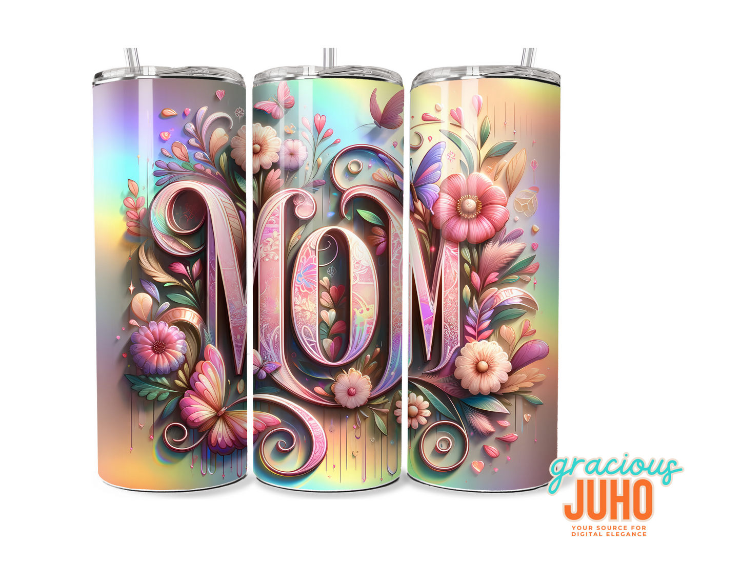 mom flower tumbler design template instant download