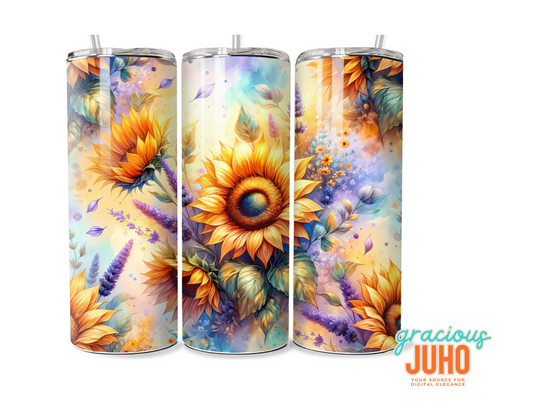 Sunflower watercolour  tumbler wrap