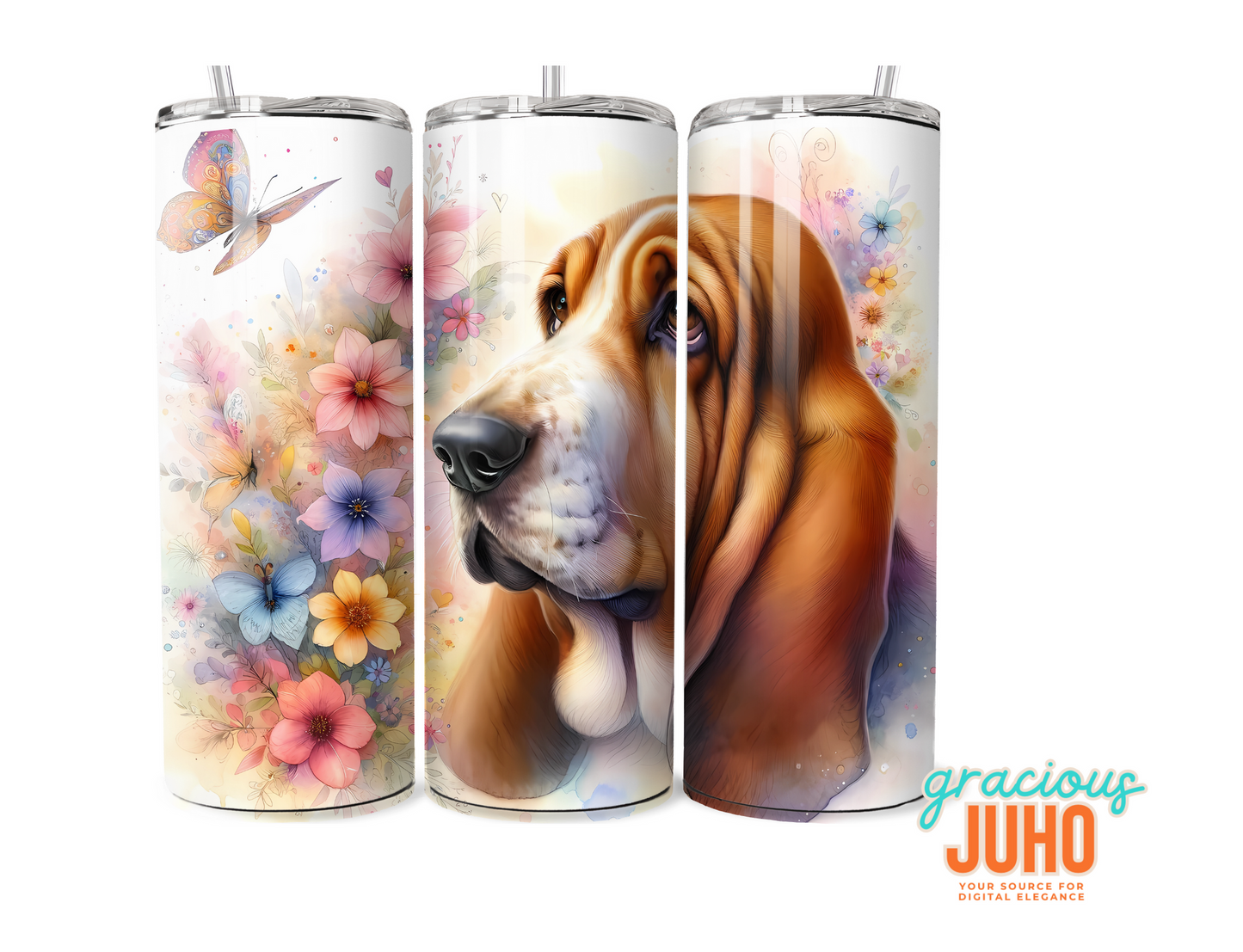 Basset Hound   tumbler design 20 oz skinny