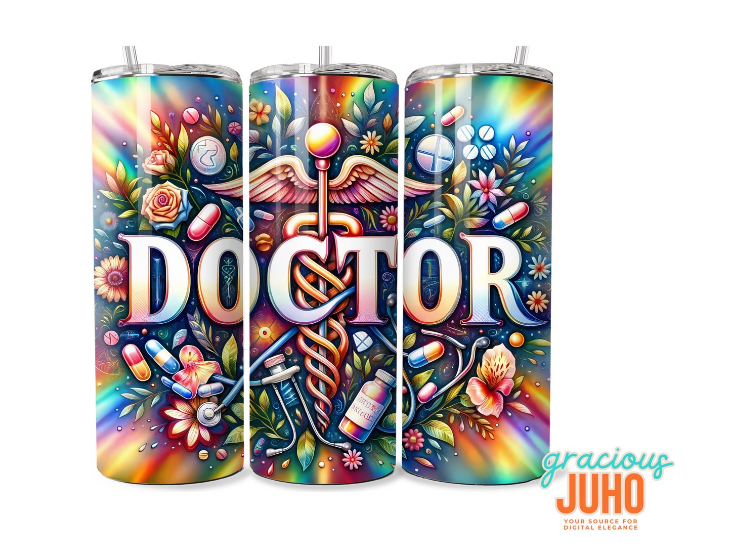 doctor rainbow  tumbler instant download