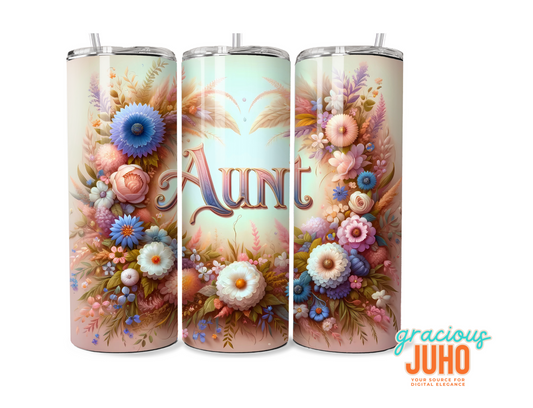 Aunt  floral  tumbler design template instant download
