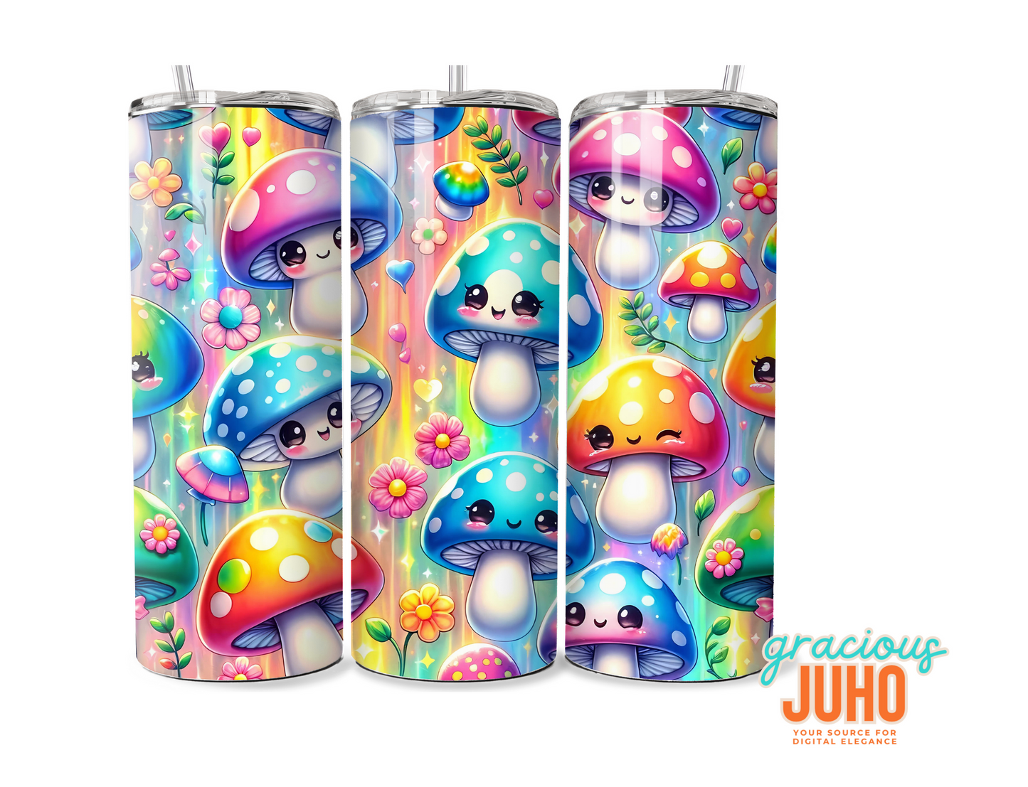 Mushroom rainbow  tumbler wrap template