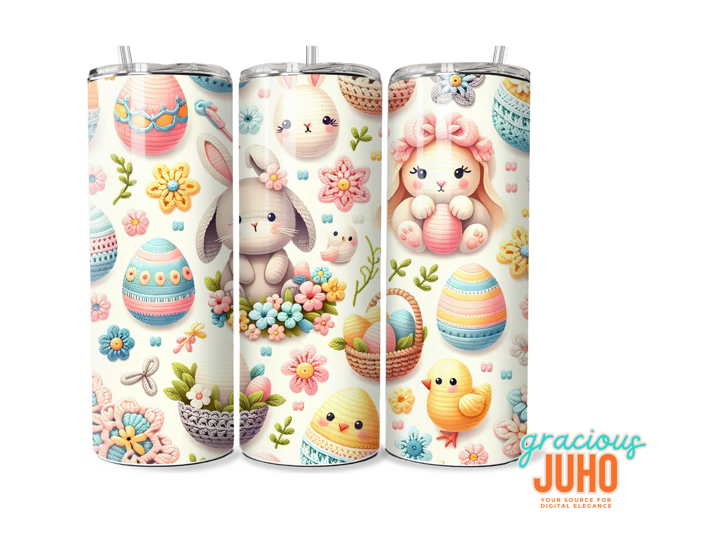 Easter bunny crochet  tumbler design