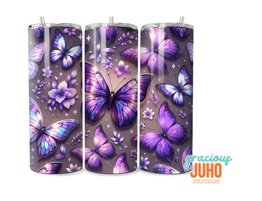 Butterfly purple tumbler wrap design