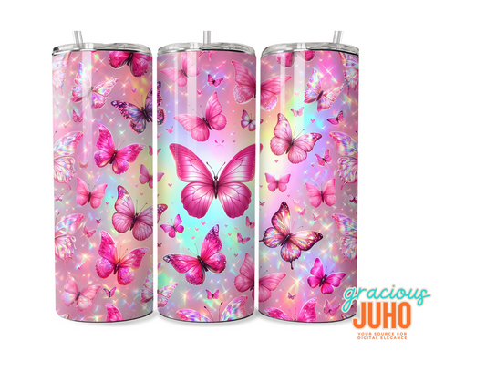 Butterfly pink  tumbler wrap design