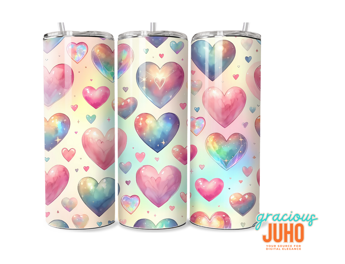 Heart pastel colourful tumbler wrap design