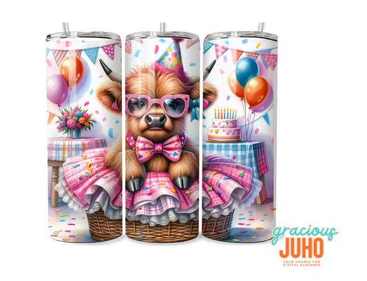 Baby cow highlands Birthday tumbler template