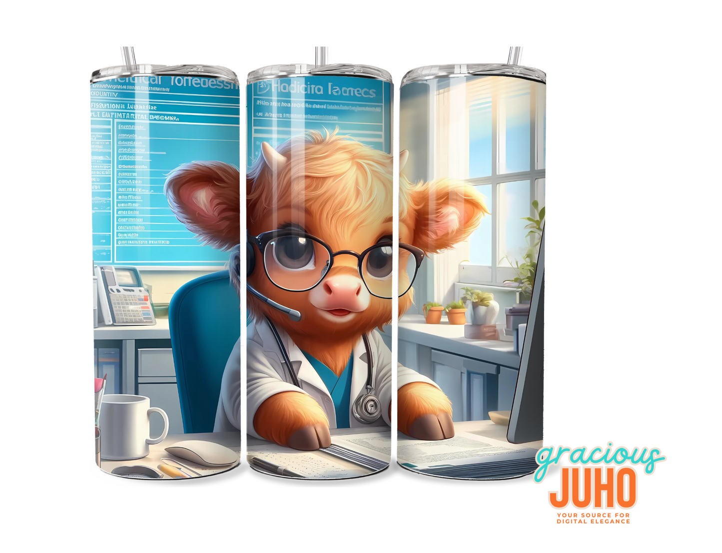 Medical coder cow highland   tumbler I instant download