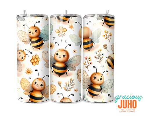 Bee  tumbler design seamless pattern