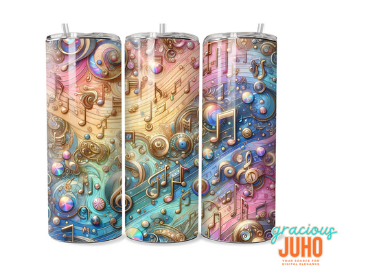 Musical notes rainbow  tumbler wrap 20 oz skinny